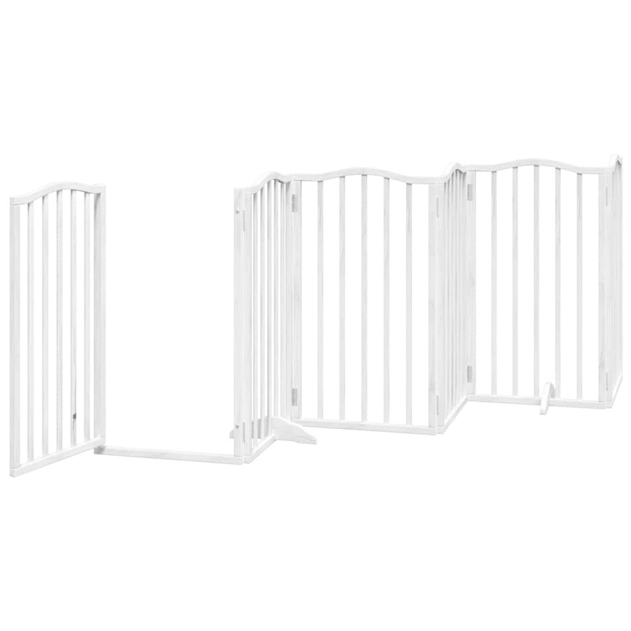Hondenhek Inklapbaar Met Deur 15 Panelen 750Cm Populierhout 50 x 90 x 2 cm Wit