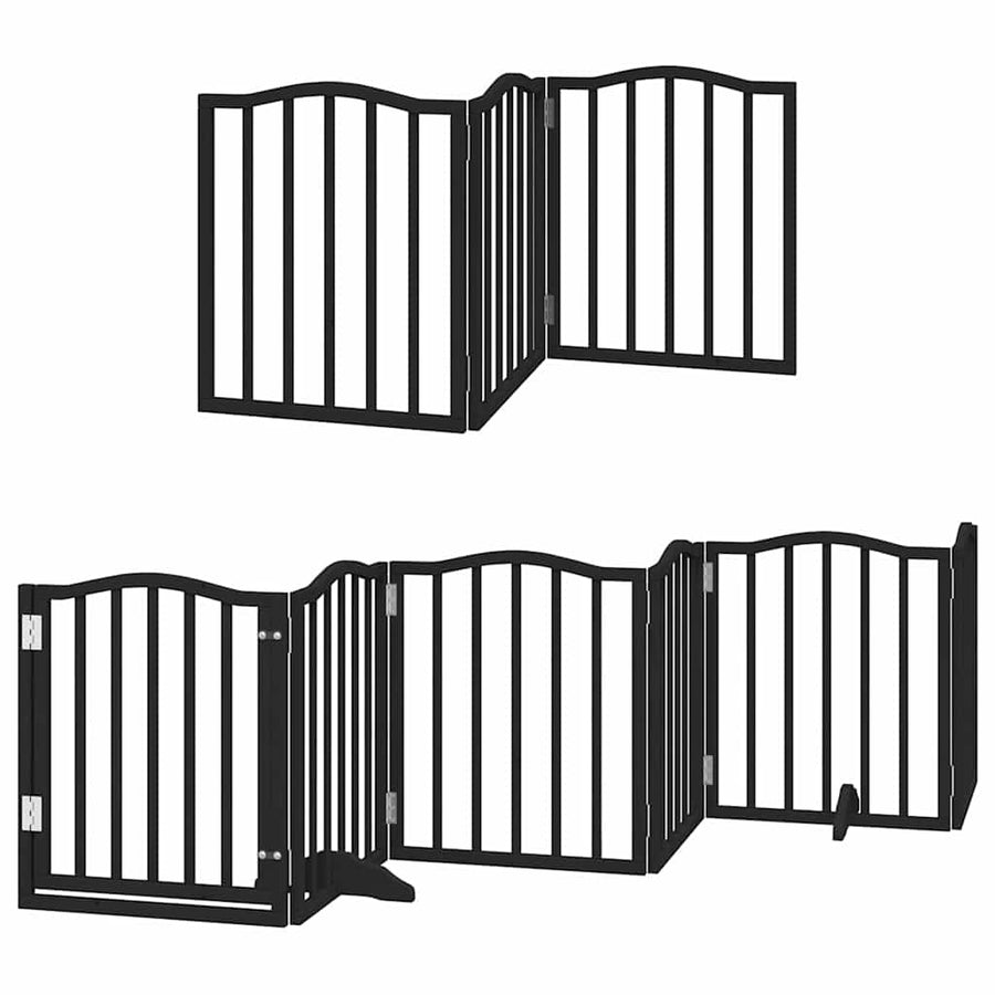 Hondenhek Inklapbaar 12 Panelen 600 Cm Populierenhout 50 x 60 x 2 cm Zwart