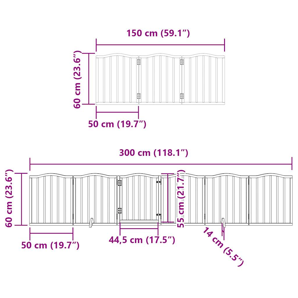 Hondenhek inklapbaar 12 panelen 600 cm populierenhout bruin