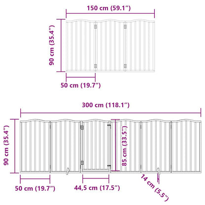 Hondenhek inklapbaar 15 panelen 750 cm populierenhout bruin