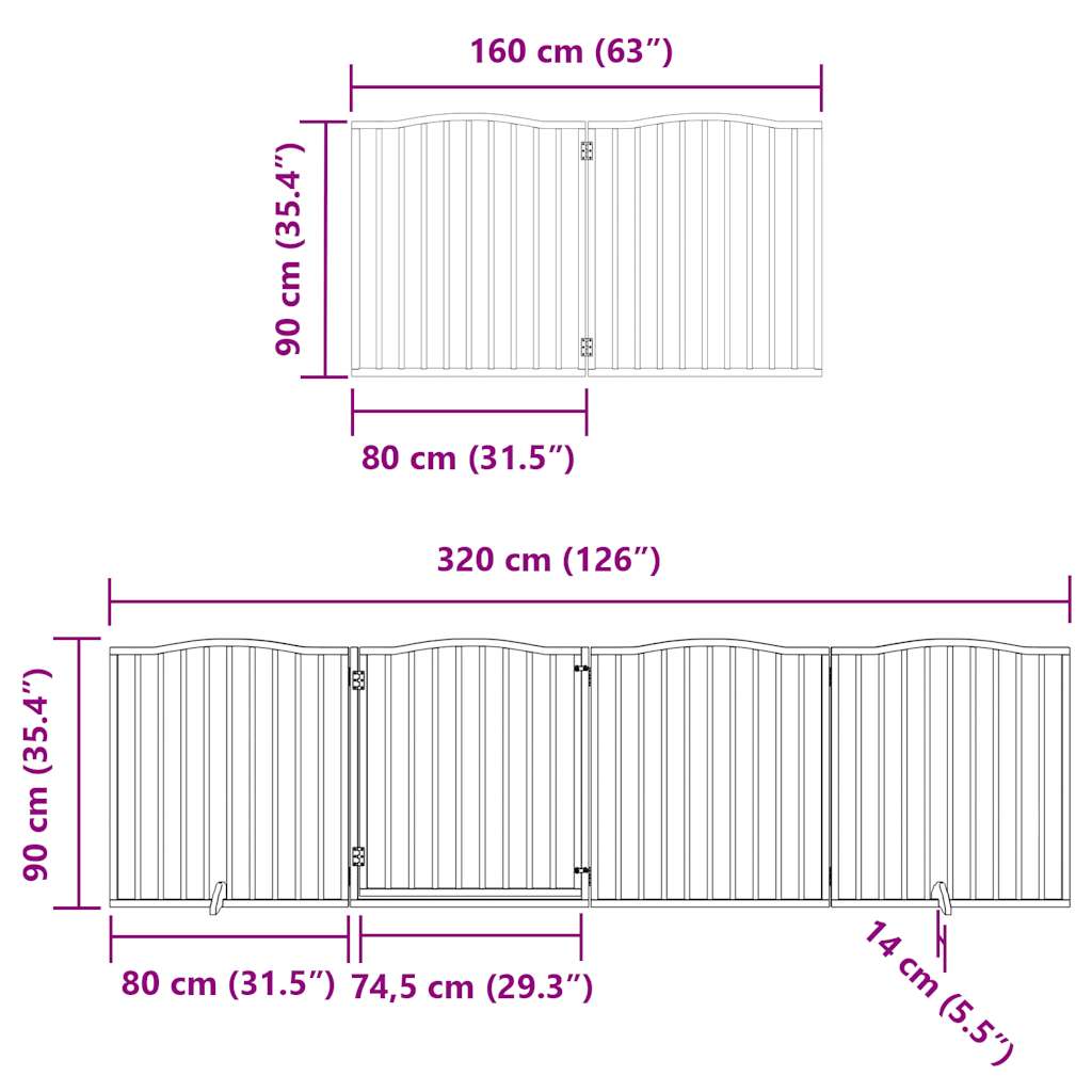 Hondenhek inklapbaar met deur 6 panelen 480 cm populierenhout