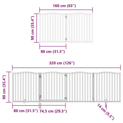 Hondenhek inklapbaar met deur 6 panelen 480 cm populierenhout