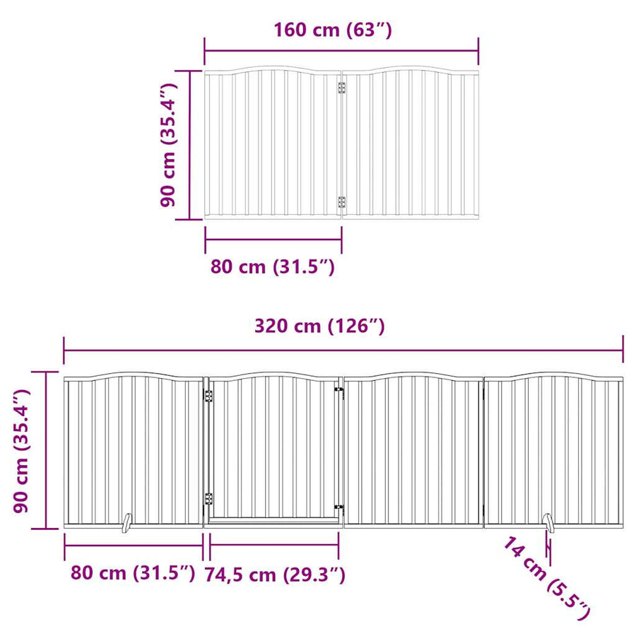 Hondenhek inklapbaar met deur 6 panelen 480 cm populierenhout