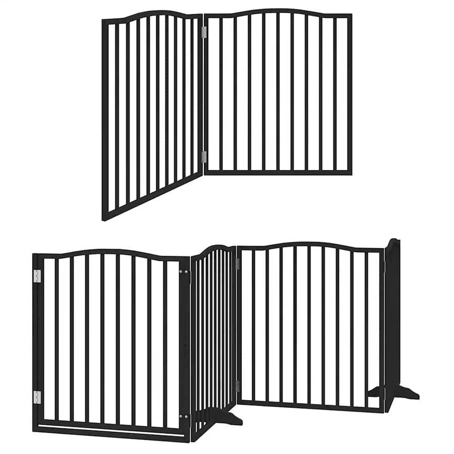 Hondenhek Inklapbaar 6 Panelen 480 Cm Populierenhout 80 x 90 x 2 cm Zwart