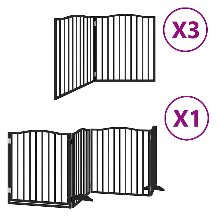 Hondenhek Inklapbaar 10 Panelen 800 Cm Populierenhout 80 x 90 x 2 cm Zwart