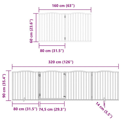 Hondenhek Inklapbaar 10 Panelen 800 Cm Populierenhout 80 x 90 x 2 cm Zwart