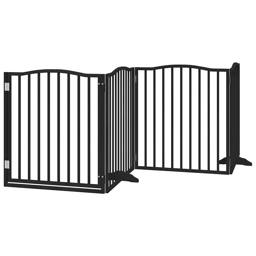 Hondenhek Inklapbaar 10 Panelen 800 Cm Populierenhout 80 x 90 x 2 cm Zwart