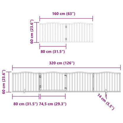 Hondenhek inklapbaar 6 panelen 480 cm populierenhout bruin