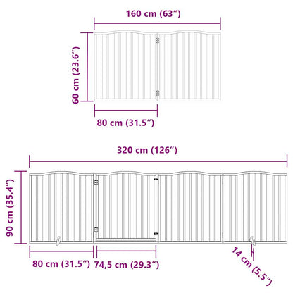Hondenhek inklapbaar 10 panelen 800 cm populierenhout bruin