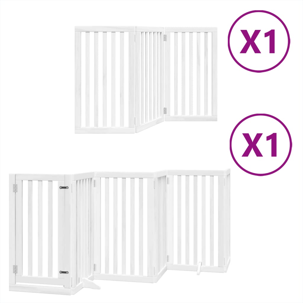 Hondenhek inklapbaar met deur 9 panelen 450 cm populierhout wit
