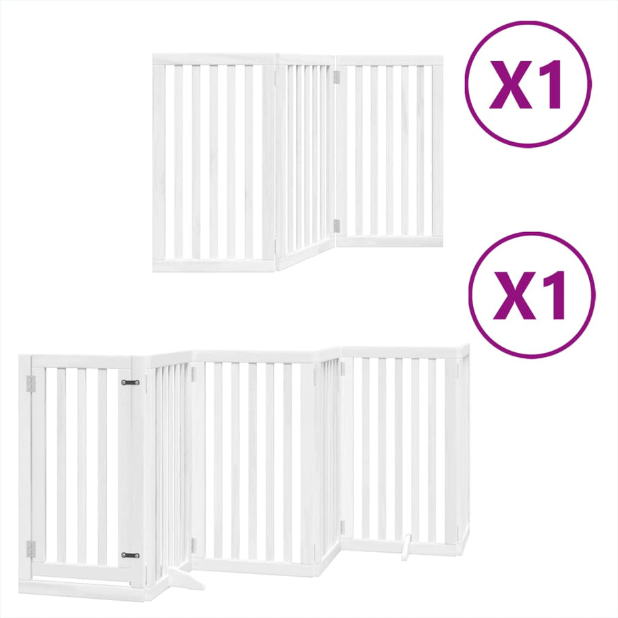 Hondenhek inklapbaar met deur 9 panelen 450 cm populierhout wit