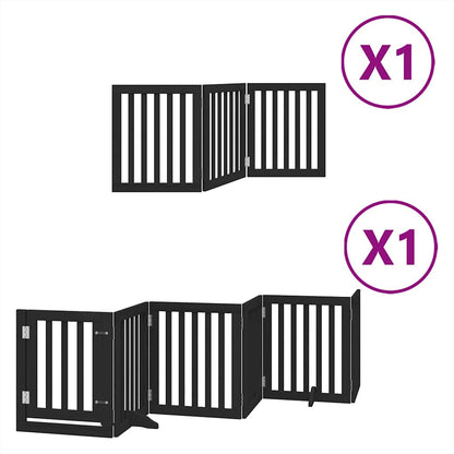 Hondenhek Inklapbaar 9 Panelen 450 Cm Populierenhout 50 x 60 x 2 cm Zwart
