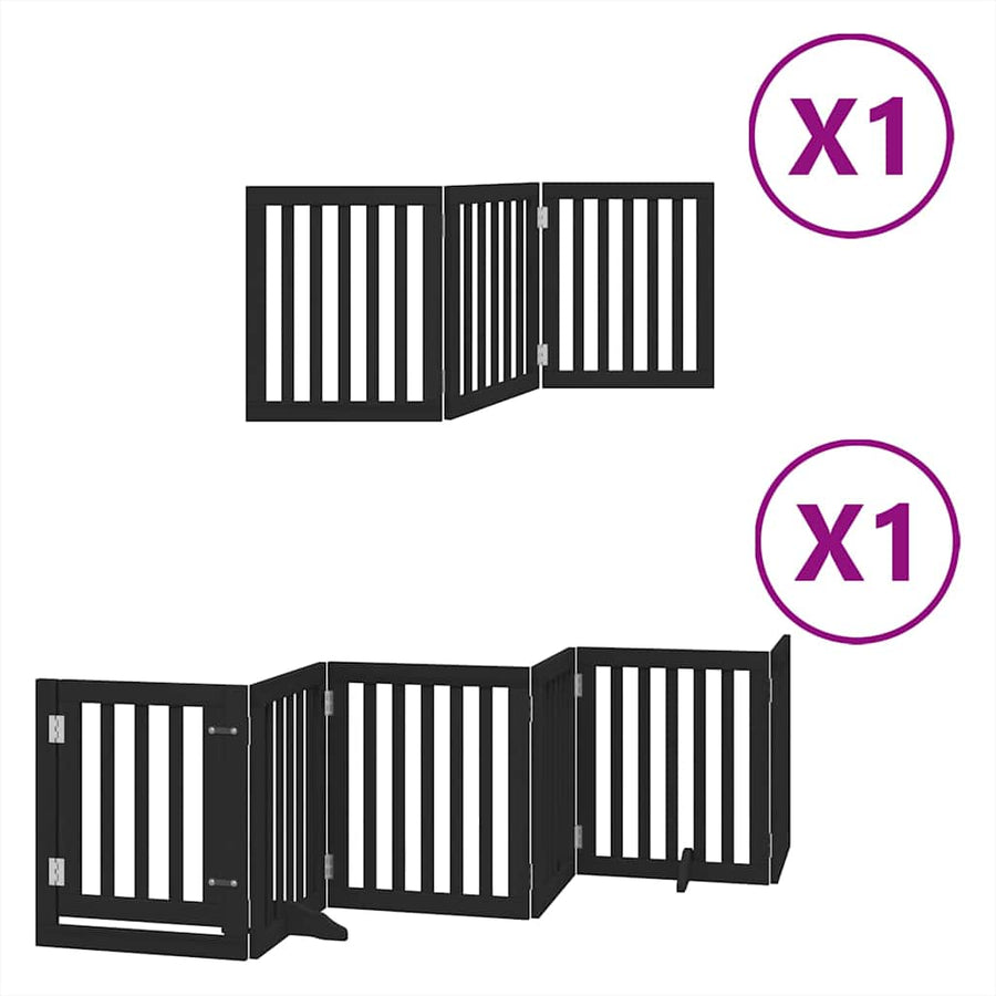 Hondenhek Inklapbaar 9 Panelen 450 Cm Populierenhout 50 x 60 x 2 cm Zwart