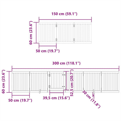 Hondenhek Inklapbaar 9 Panelen 450 Cm Populierenhout 50 x 60 x 2 cm Zwart