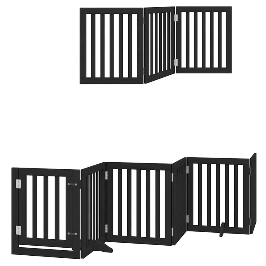 Hondenhek Inklapbaar 12 Panelen 600 Cm Populierenhout 50 x 60 x 2 cm Zwart