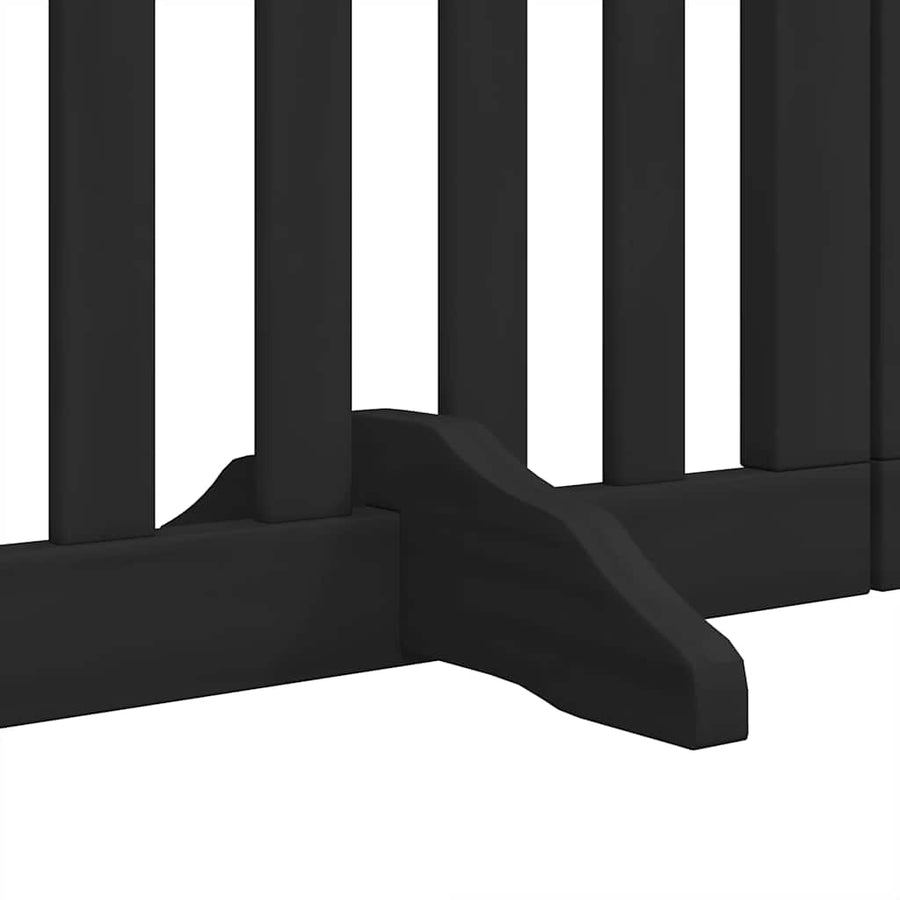 Hondenhek Inklapbaar 12 Panelen 600 Cm Populierenhout 50 x 60 x 2 cm Zwart