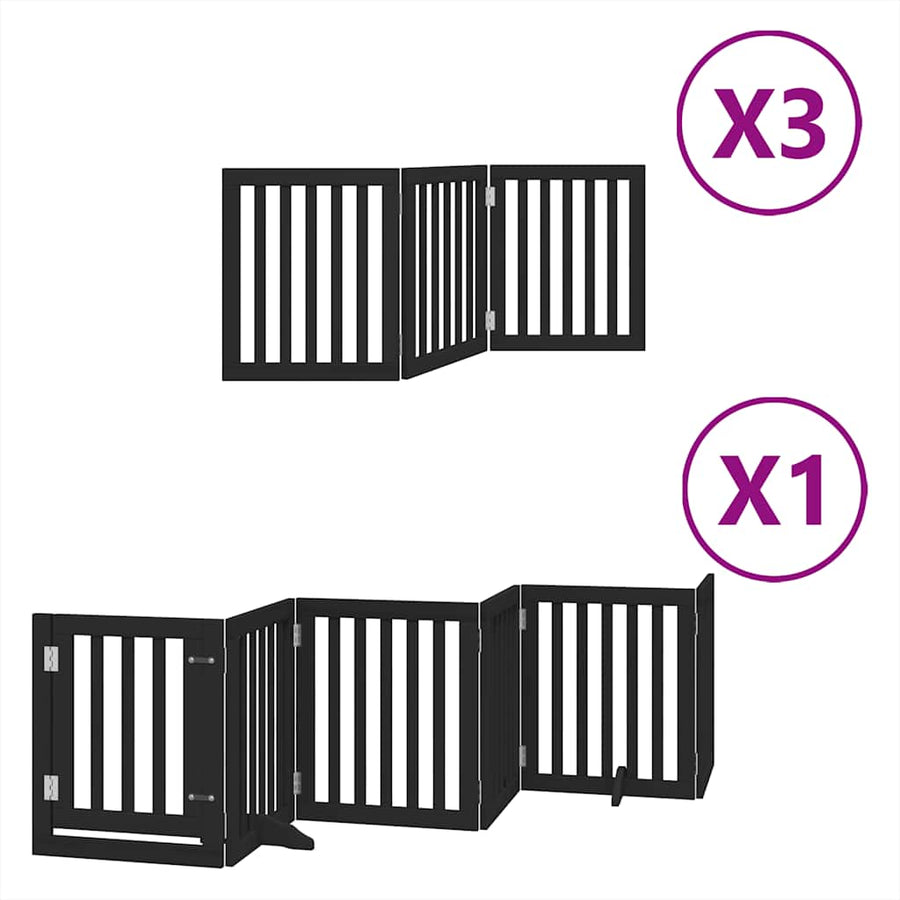 Hondenhek Inklapbaar 15 Panelen 750 Cm Populierenhout 50 x 60 x 2 cm Zwart