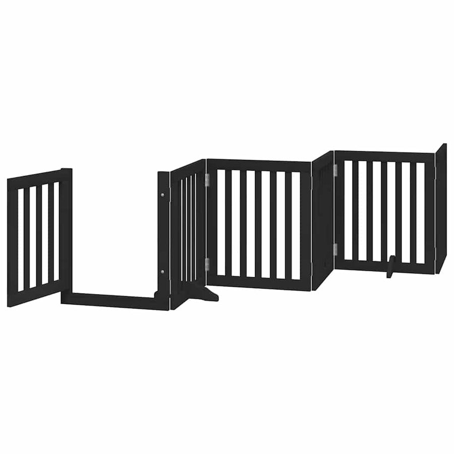 Hondenhek Inklapbaar 15 Panelen 750 Cm Populierenhout 50 x 60 x 2 cm Zwart