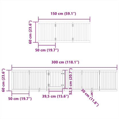 Hondenhek Inklapbaar 15 Panelen 750 Cm Populierenhout 50 x 60 x 2 cm Zwart