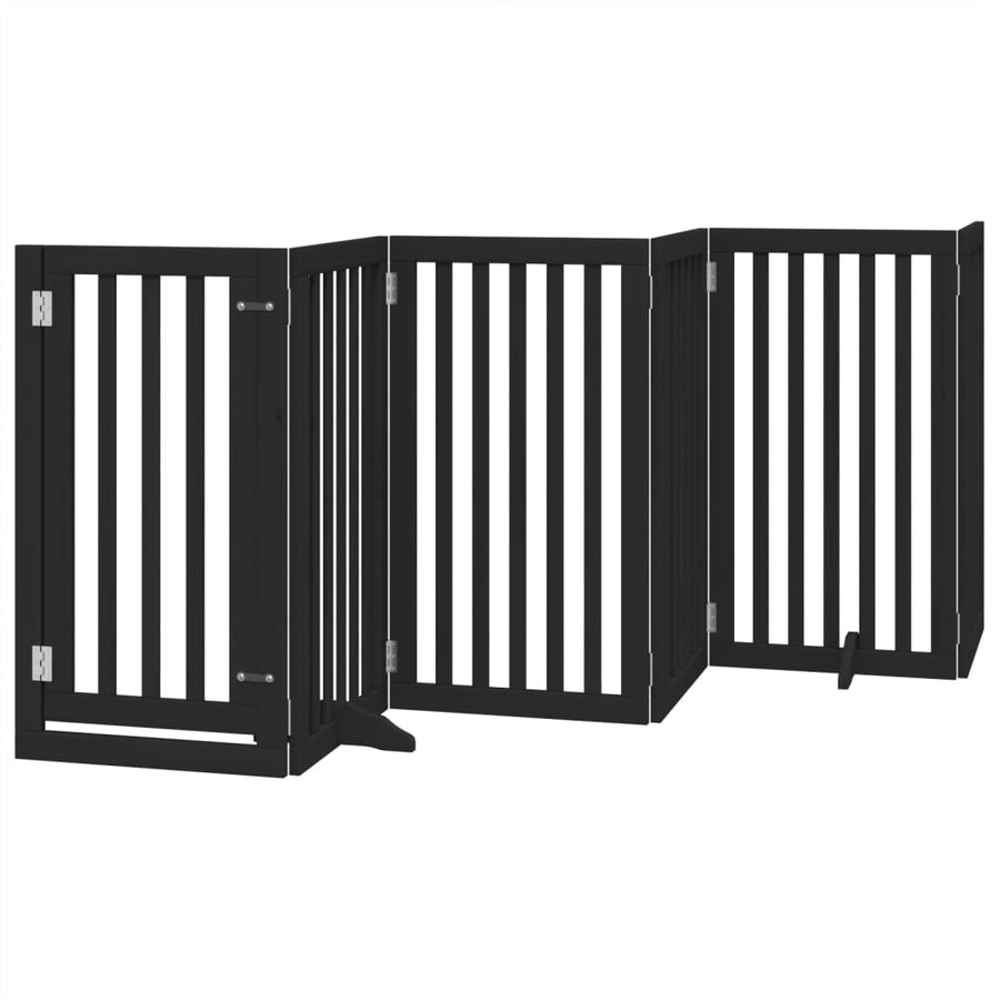Hondenhek inklapbaar 15 panelen 750 cm populierenhout zwart