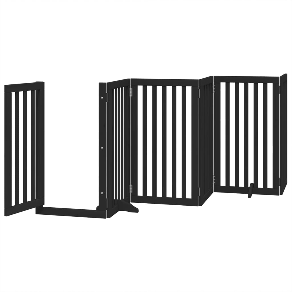 Hondenhek inklapbaar 15 panelen 750 cm populierenhout zwart