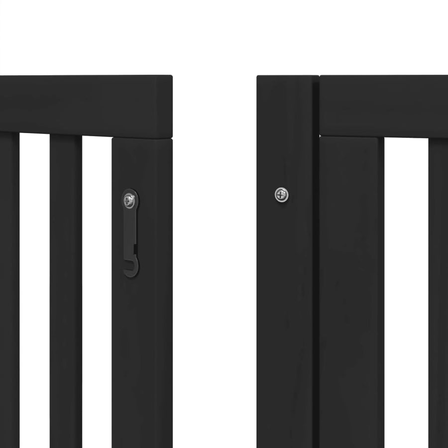 Hondenhek inklapbaar 15 panelen 750 cm populierenhout zwart
