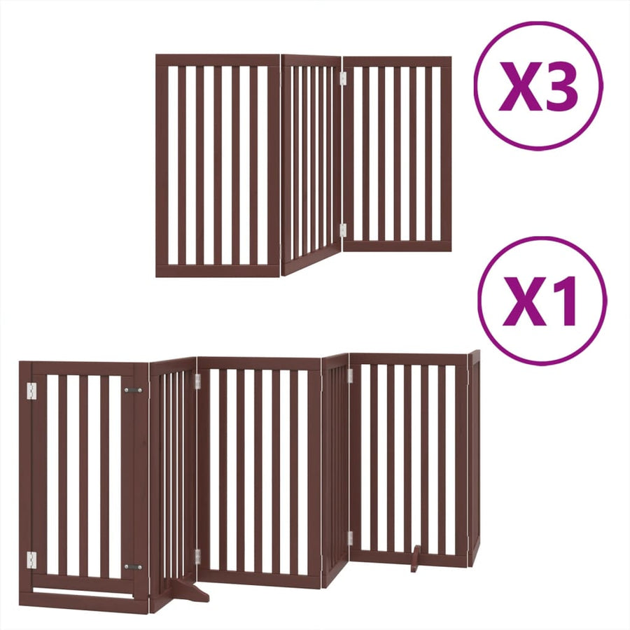 Hondenhek inklapbaar 15 panelen 750 cm populierenhout bruin