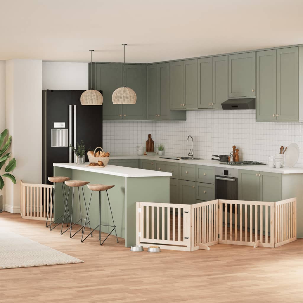 Hondenhek inklapbaar met deur 6 panelen 480 cm populierenhout