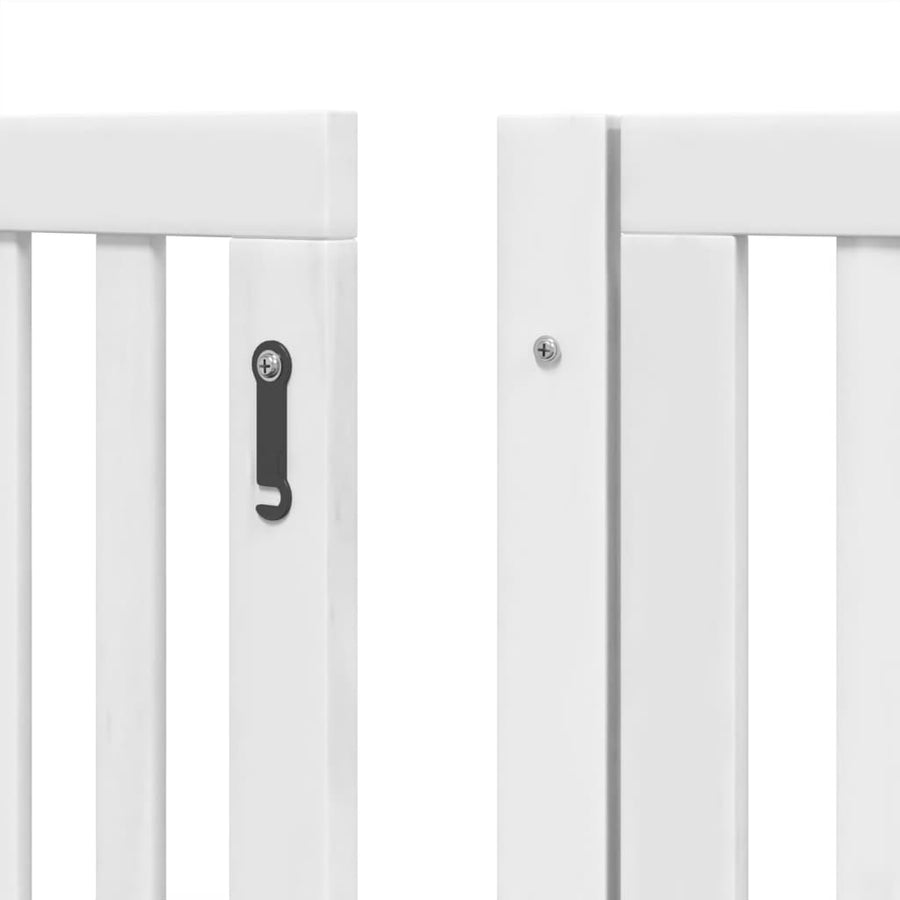 Hondenhek inklapbaar met deur 8 panelen 640 cm populierhout wit