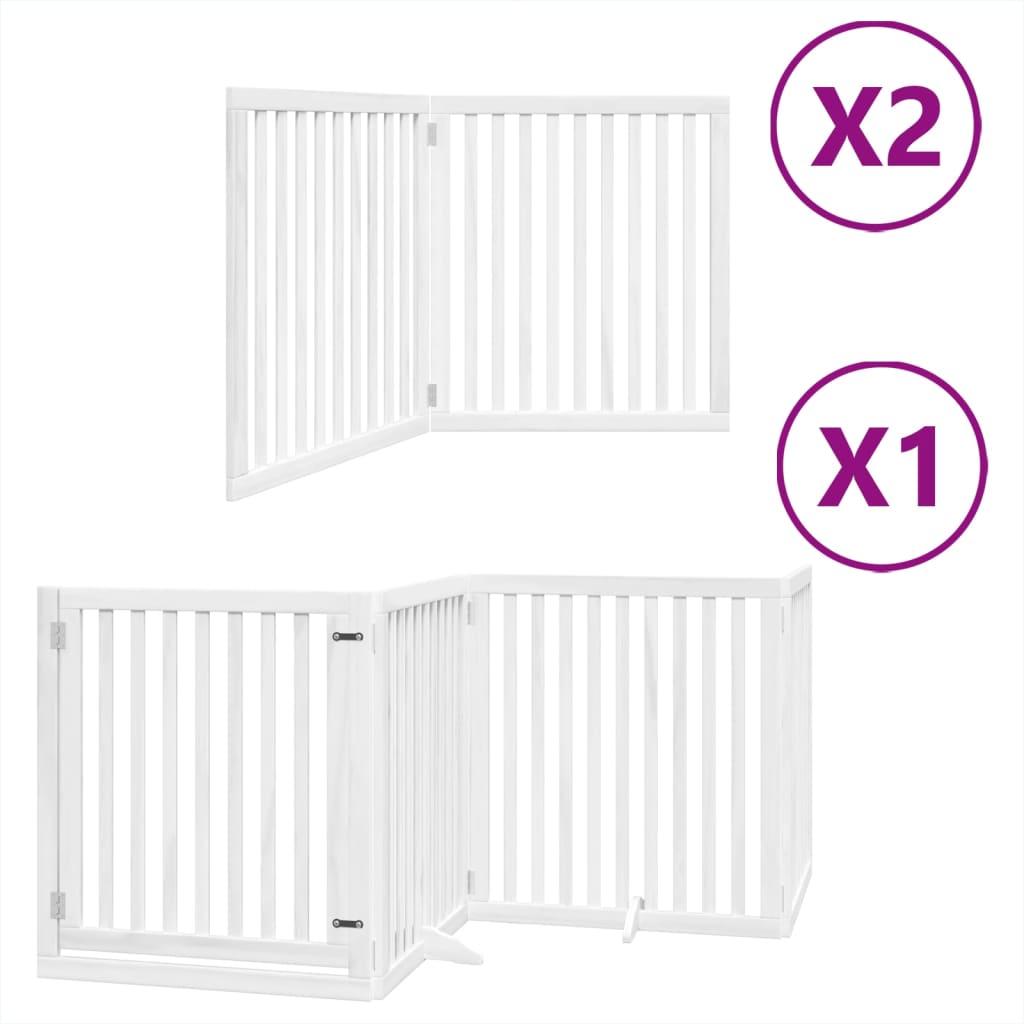 Hondenhek inklapbaar met deur 8 panelen 640 cm populierhout wit