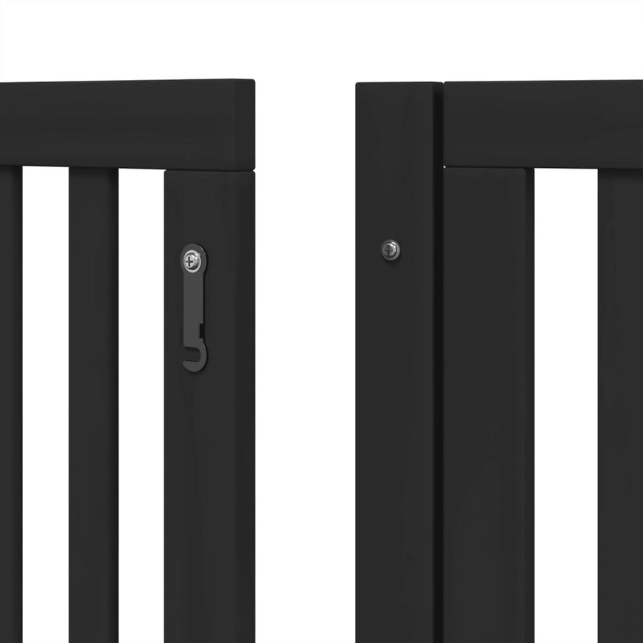 Hondenhek inklapbaar 12 panelen 960 cm populierenhout zwart