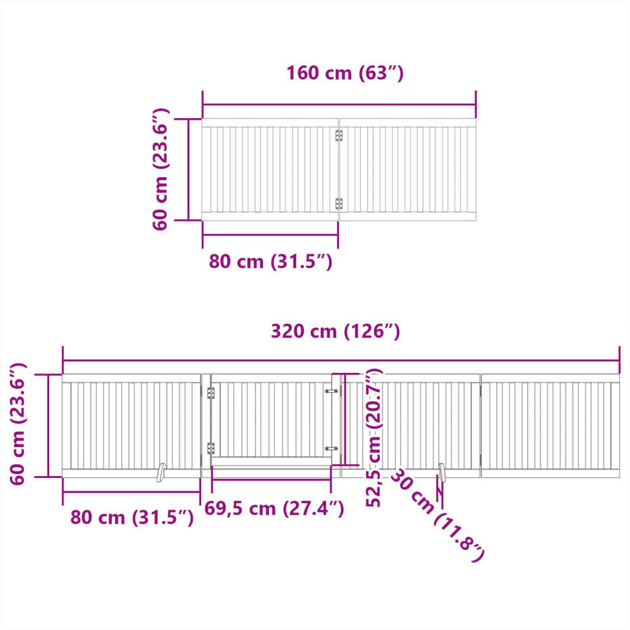 Hondenhek inklapbaar 12 panelen 960 cm populierenhout zwart