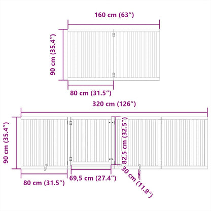 Hondenhek Inklapbaar 6 Panelen 480 Cm Populierenhout 80 x 90 x 2 cm Zwart
