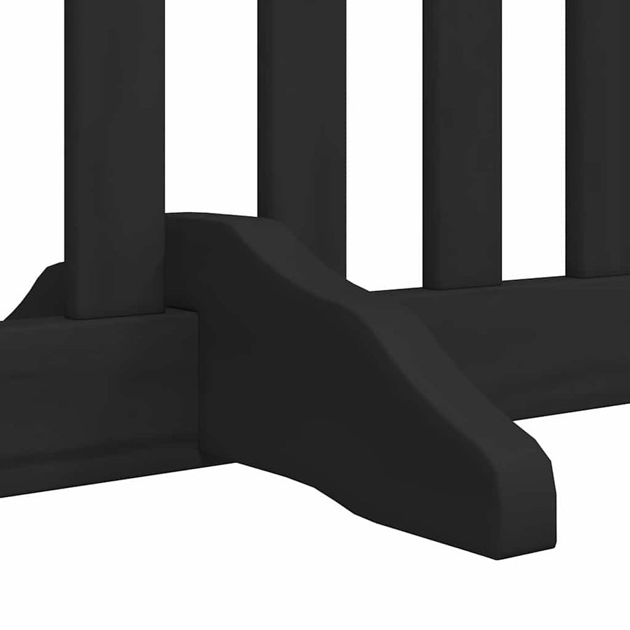 Hondenhek Inklapbaar 8 Panelen 640 Cm Populierenhout 80 x 90 x 2 cm Zwart