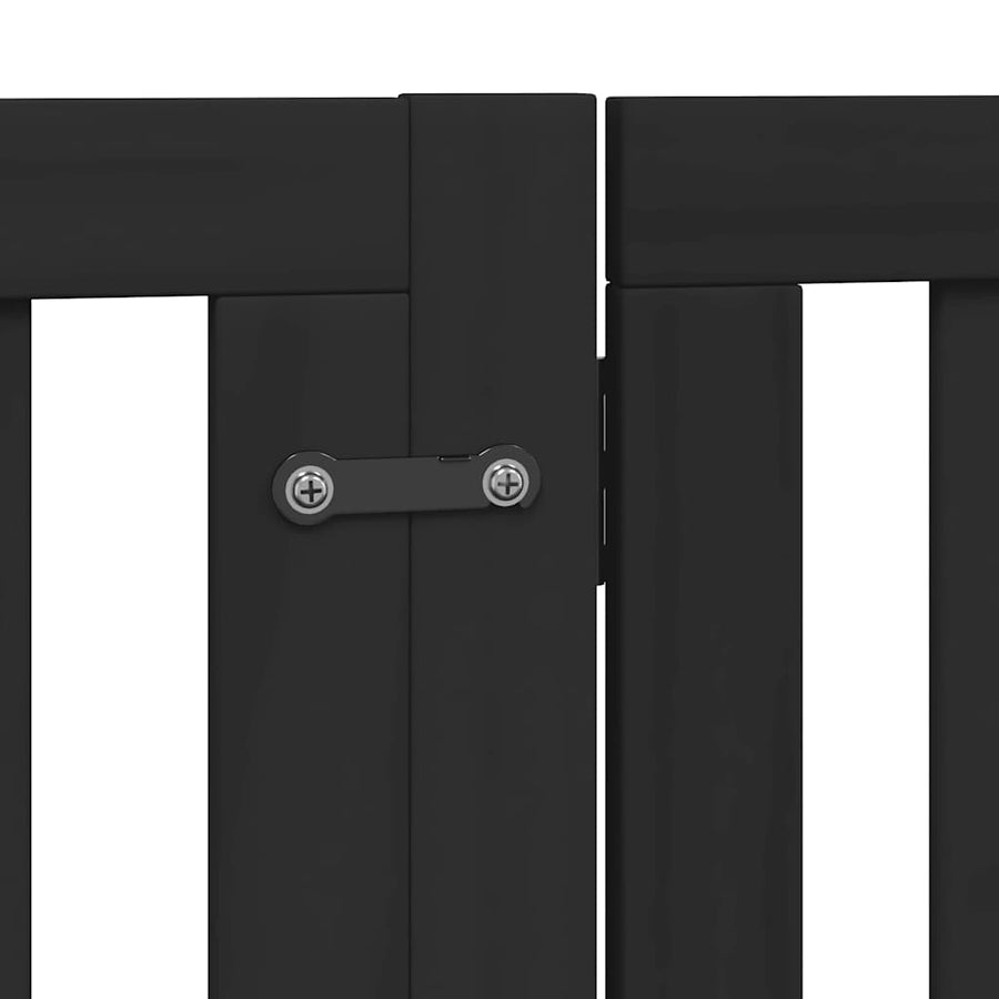 Hondenhek Inklapbaar 8 Panelen 640 Cm Populierenhout 80 x 90 x 2 cm Zwart