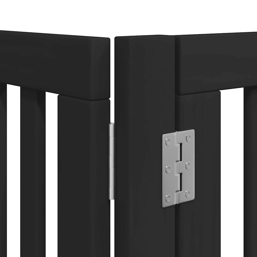 Hondenhek Inklapbaar 8 Panelen 640 Cm Populierenhout 80 x 90 x 2 cm Zwart