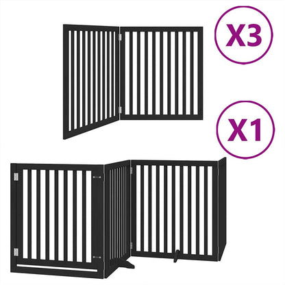 Hondenhek Inklapbaar 10 Panelen 800 Cm Populierenhout 80 x 90 x 2 cm Zwart