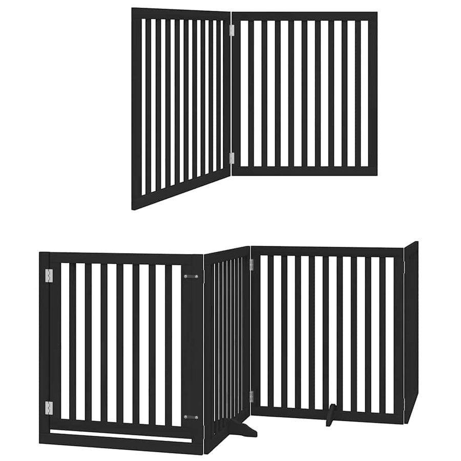 Hondenhek Inklapbaar 10 Panelen 800 Cm Populierenhout 80 x 90 x 2 cm Zwart