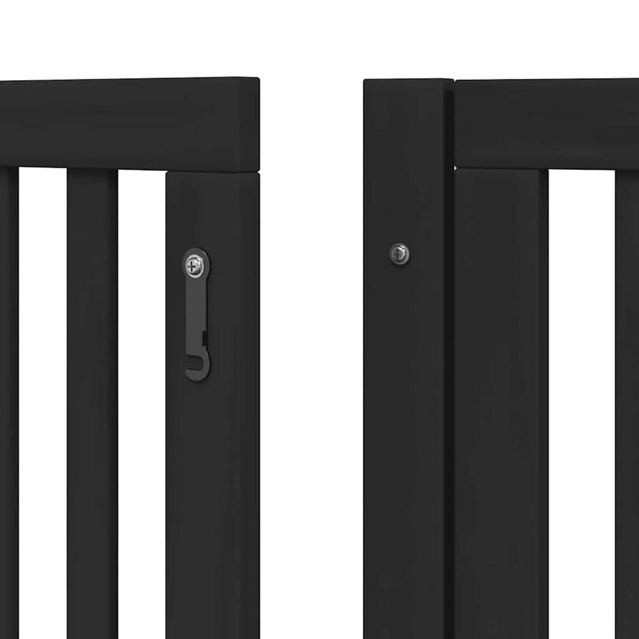 Hondenhek Inklapbaar 10 Panelen 800 Cm Populierenhout 80 x 90 x 2 cm Zwart