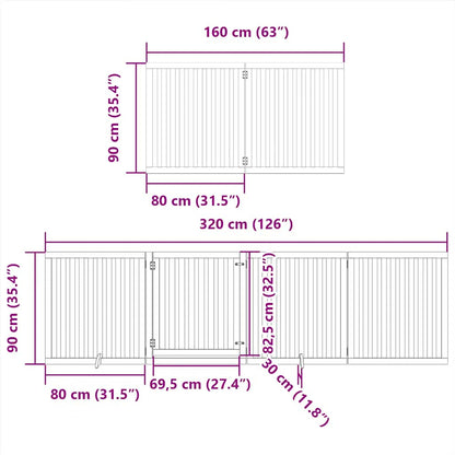 Hondenhek Inklapbaar 10 Panelen 800 Cm Populierenhout 80 x 90 x 2 cm Zwart