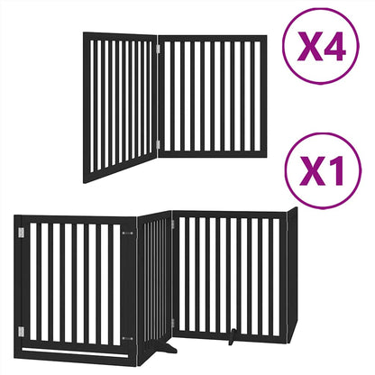 Hondenhek Inklapbaar 12 Panelen 960 Cm Populierenhout 80 x 90 x 2 cm Zwart