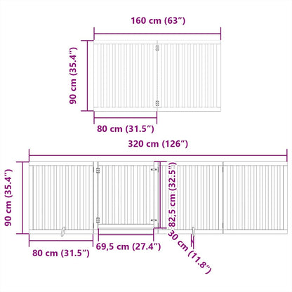 Hondenhek Inklapbaar 12 Panelen 960 Cm Populierenhout 80 x 90 x 2 cm Zwart