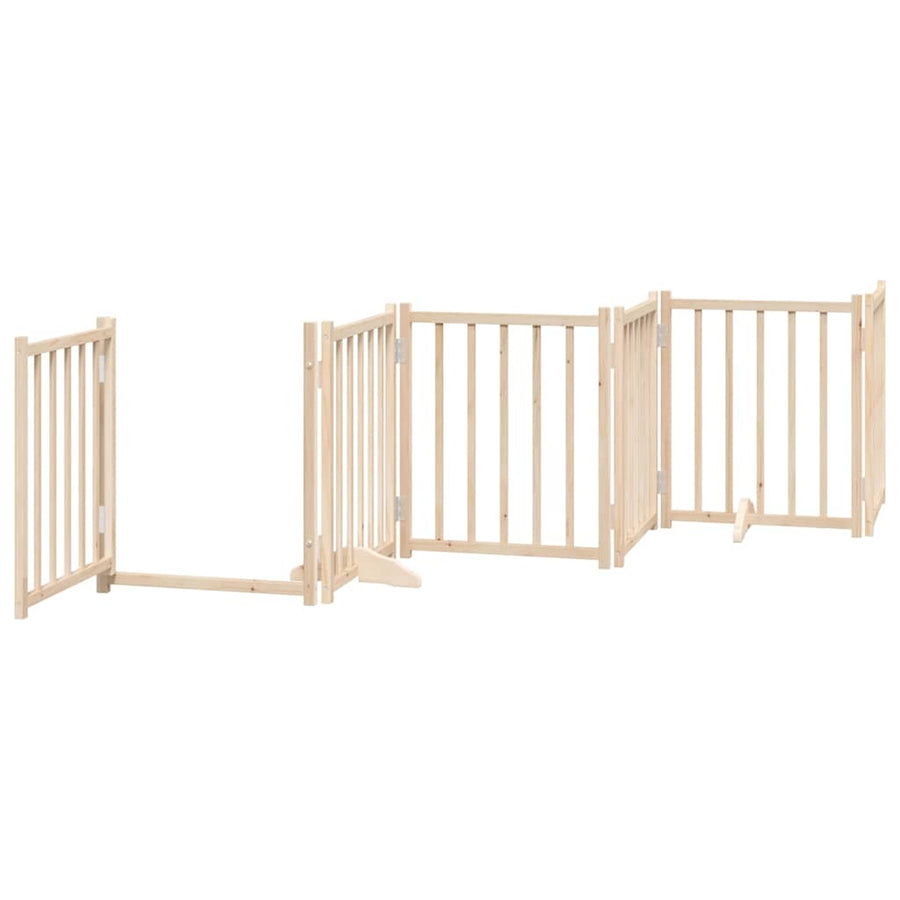 Hondenhek Inklapbaar Met Deur 9 Panelen 450 Cm Populierenhout 50 x 60 x 2 cm Naturel
