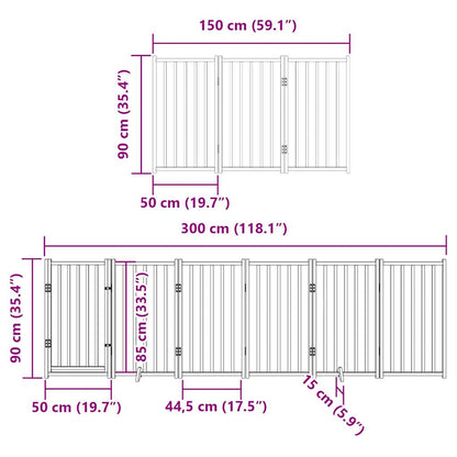 Hondenhek inklapbaar met deur 15 panelen 750 cm populierenhout