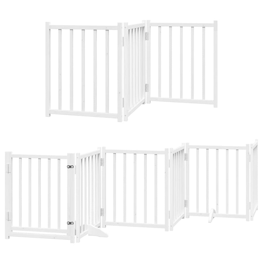 Hondenhek Inklapbaar Met Deur 9 Panelen 450 Cm Populierhout 50 x 60 x 2 cm Wit