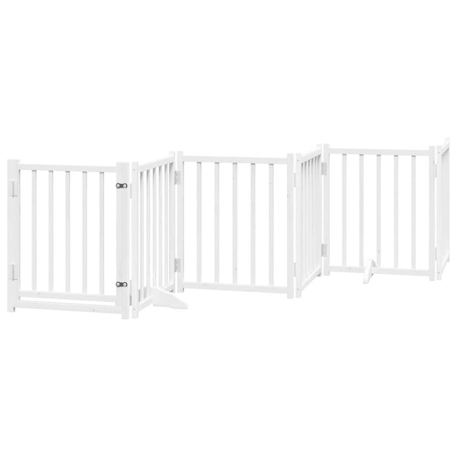 Hondenhek Inklapbaar Met Deur 9 Panelen 450 Cm Populierhout 50 x 60 x 2 cm Wit