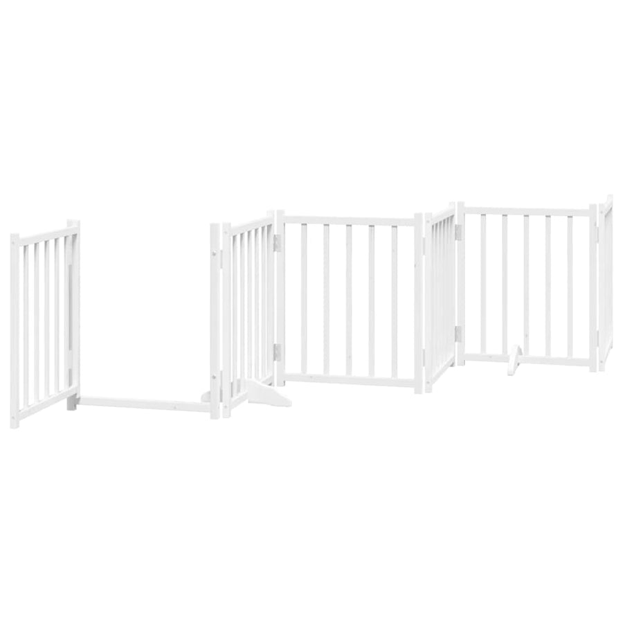 Hondenhek Inklapbaar Met Deur 15 Panelen 750Cm Populierhout 50 x 60 x 2 cm Wit