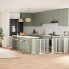 Folding dog gate with door, 9 panels, 450 cm, white poplar wood