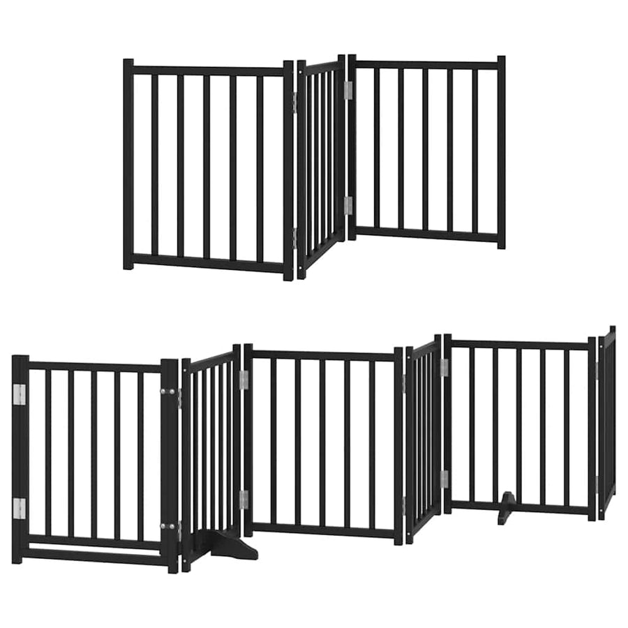 Hondenhek Inklapbaar 9 Panelen 450 Cm Populierenhout 50 x 60 x 2 cm Zwart