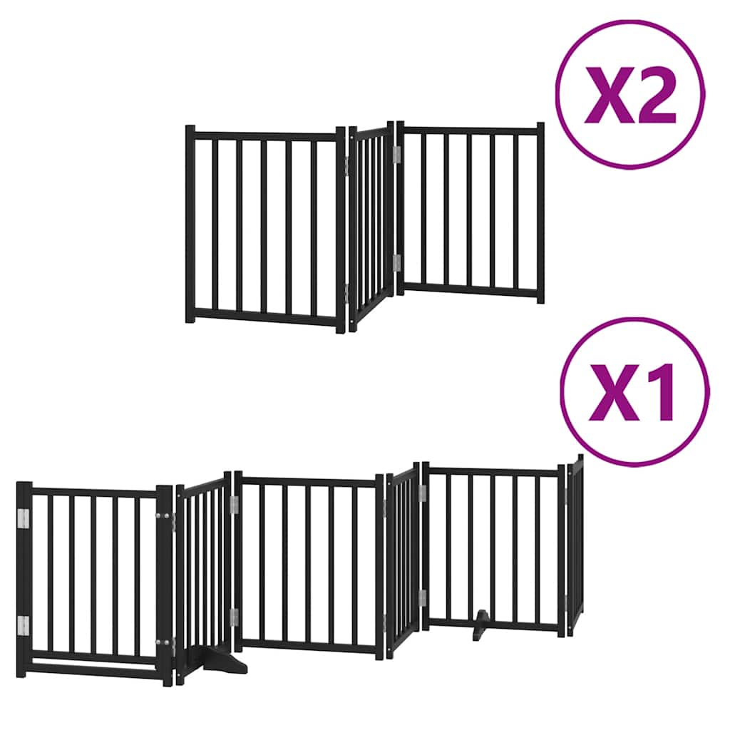 Hondenhek Inklapbaar 12 Panelen 600 Cm Populierenhout 50 x 60 x 2 cm Zwart
